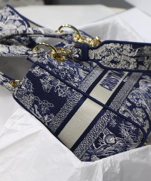 1:1 Replica Christian Dior Medium Lady D-Lite Bag Blue, For Women, Women’s Handbags 24cm/9.5in CD M0565ORGO_M928