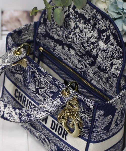 1:1 Replica Christian Dior Medium Lady D-Lite Bag Blue, For Women, Women’s Handbags 24cm/9.5in CD M0565ORGO_M928