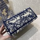 1:1 Replica Christian Dior Medium Lady D-Lite Bag Blue Toile de Jouy Reverse Embroidery, Blue, For Women Women's Handbags, Crossbody Bags, 24cm CD M0565ORGO_M928
