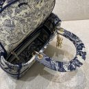 1:1 Replica Christian Dior Medium Lady D-Lite Bag Blue Toile de Jouy Reverse Embroidery, Blue, For Women Women's Handbags, Crossbody Bags, 24cm CD M0565ORGO_M928