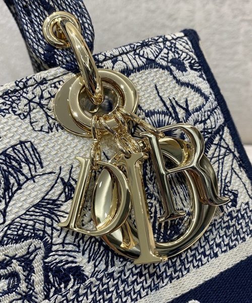 1:1 Replica Christian Dior Medium Lady D-Lite Bag Blue Toile de Jouy Reverse Embroidery, Blue, For Women Women's Handbags, Crossbody Bags, 24cm CD M0565ORGO_M928