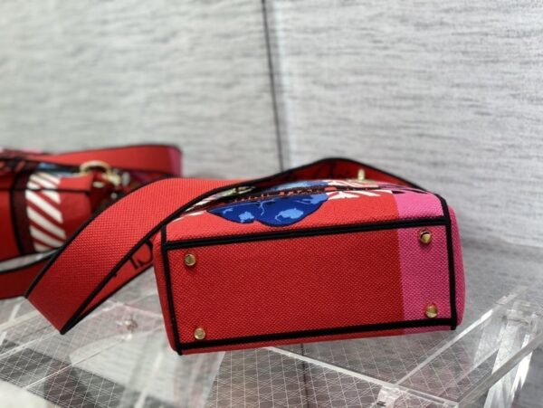 1:1 Replica Christian Dior Medium Lady D-Lite Bag D-Flower Pop Embroidery, Bright Pink Multicolor, For Women Women's Handbags, 24cm CD M0565OROO_M885