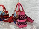 1:1 Replica Christian Dior Medium Lady D-Lite Bag D-Flower Pop Embroidery, Bright Pink Multicolor, For Women Women's Handbags, 24cm CD M0565OROO_M885