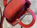 1:1 Replica Christian Dior Medium Lady D-Lite Bag D-Flower Pop Embroidery, Bright Pink Multicolor, For Women Women's Handbags, 24cm CD M0565OROO_M885