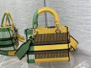 1:1 Replica Christian Dior Medium Lady D-Lite Bag D-Flower Pop Embroidery, Bright Yellow/Green, For Women Women's Handbags, 24cm CD M0565OROO_M886
