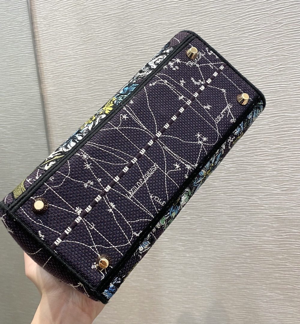 1:1 Replica Christian Dior Medium Lady D-Lite Bag Dior Constellation Embroidery, Blue, For Women Women's Handbags, Crossbody Bags, 24cm CD M0565ORHP_M928
