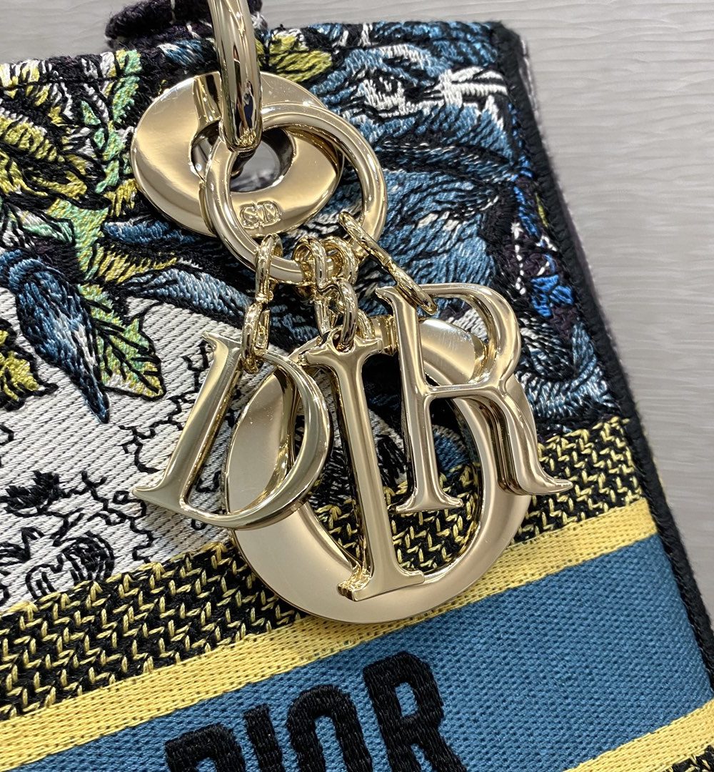 1:1 Replica Christian Dior Medium Lady D-Lite Bag Dior Constellation Embroidery, Blue, For Women Women's Handbags, Crossbody Bags, 24cm CD M0565ORHP_M928