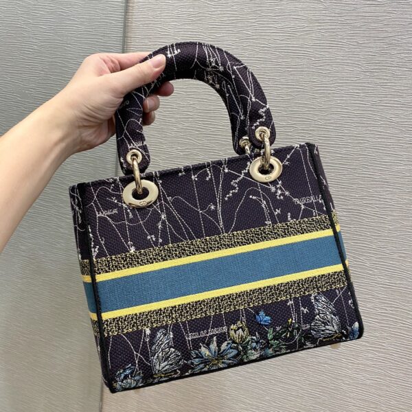1:1 Replica Christian Dior Medium Lady D-Lite Bag Dior Constellation Embroidery, Blue, For Women Women's Handbags, Crossbody Bags, 24cm CD M0565ORHP_M928