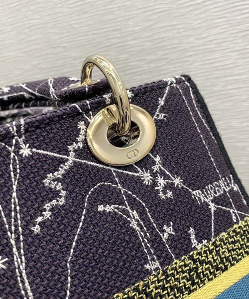 1:1 Replica Christian Dior Medium Lady D-Lite Bag Dior Constellation Embroidery, Blue, For Women Women's Handbags, Crossbody Bags, 24cm CD M0565ORHP_M928