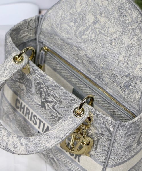 1:1 Replica Christian Dior Medium Lady D-Lite Bag Grey, For Women, Women’s Handbags 24cm/9.5in CD