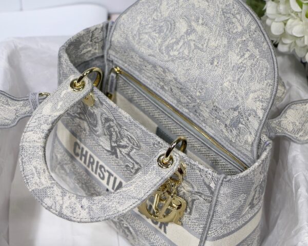1:1 Replica Christian Dior Medium Lady D-Lite Bag Grey, For Women, Women’s Handbags 24cm/9.5in CD