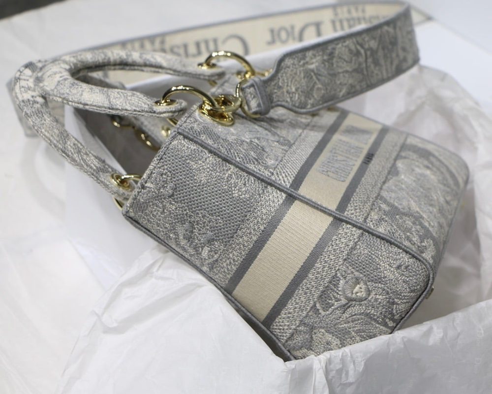 1:1 Replica Christian Dior Medium Lady D-Lite Bag Grey, For Women, Women’s Handbags 24cm/9.5in CD - Image 5