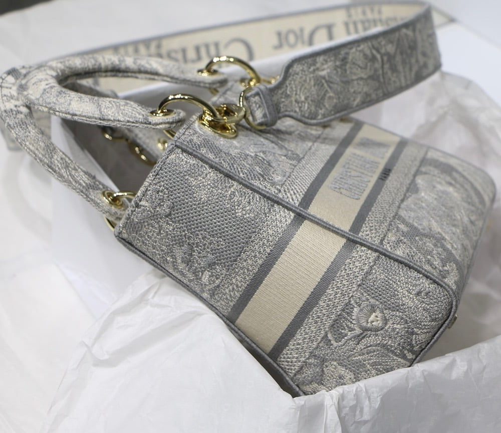 1:1 Replica Christian Dior Medium Lady D-Lite Bag Grey, For Women, Women’s Handbags 24cm/9.5in CD