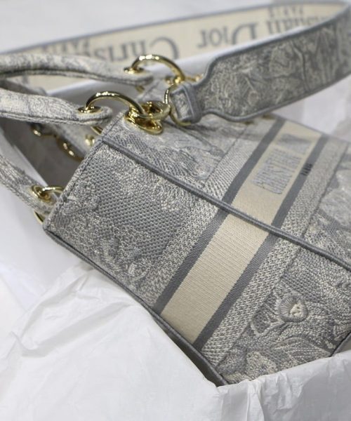 1:1 Replica Christian Dior Medium Lady D-Lite Bag Grey, For Women, Women’s Handbags 24cm/9.5in CD