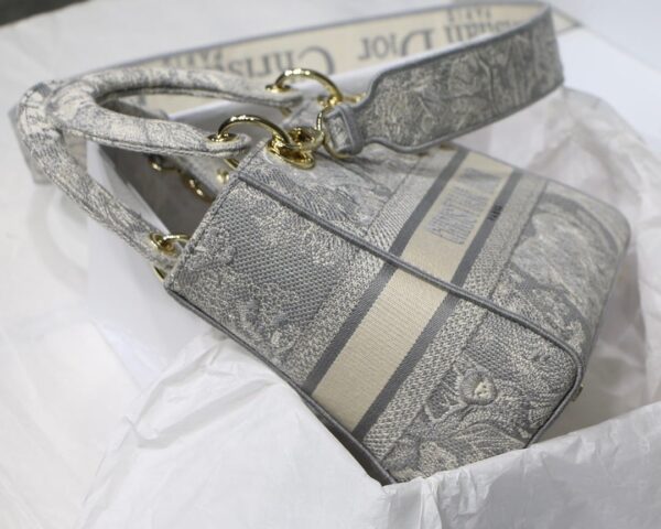 1:1 Replica Christian Dior Medium Lady D-Lite Bag Grey, For Women, Women’s Handbags 24cm/9.5in CD