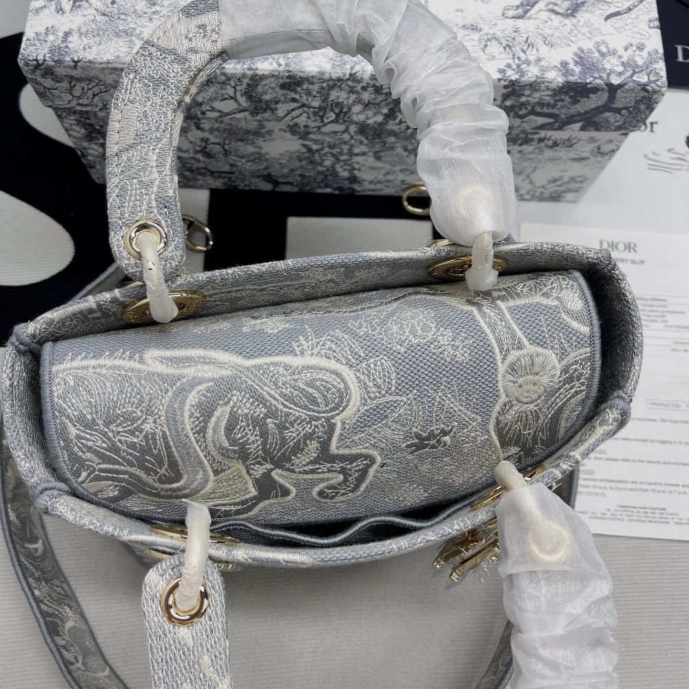 1:1 Replica Christian Dior Medium Lady D-Lite Bag Grey, For Women, Women’s Handbags 24cm/9.5in CD - Image 10