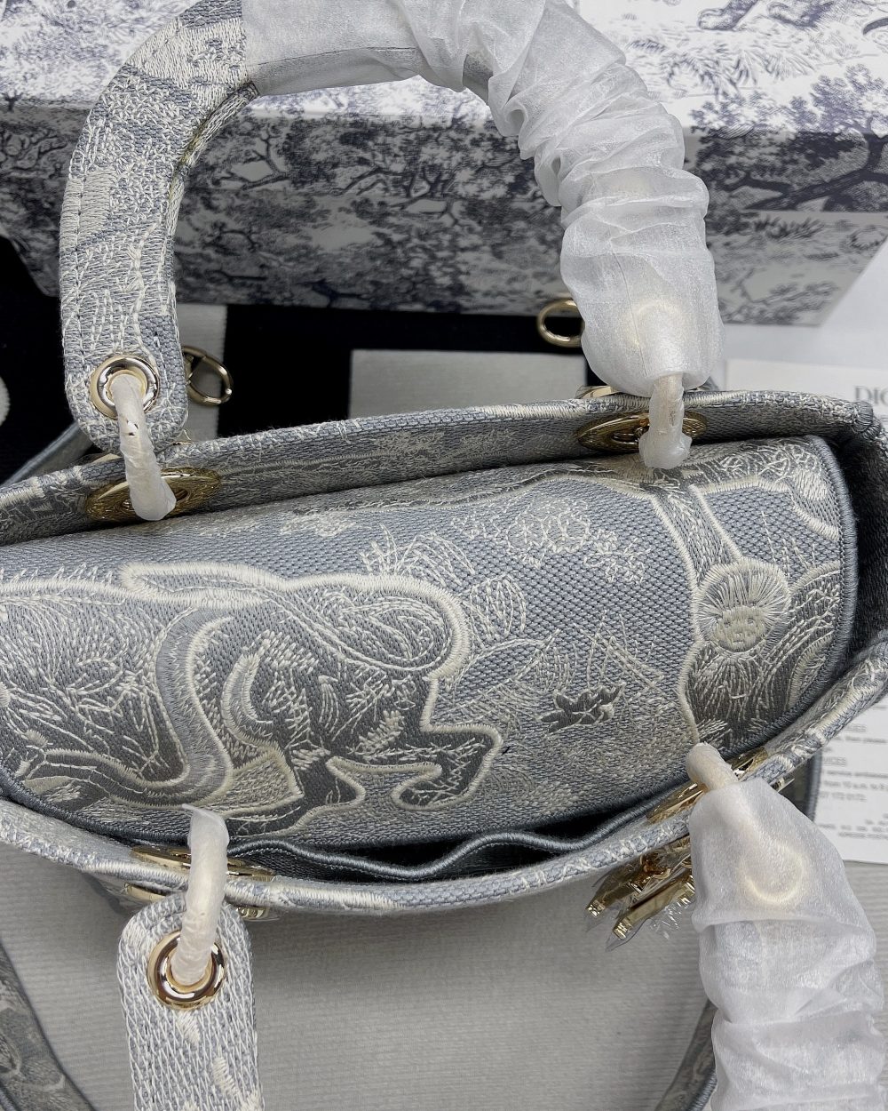 1:1 Replica Christian Dior Medium Lady D-Lite Bag Grey, For Women, Women’s Handbags 24cm/9.5in CD