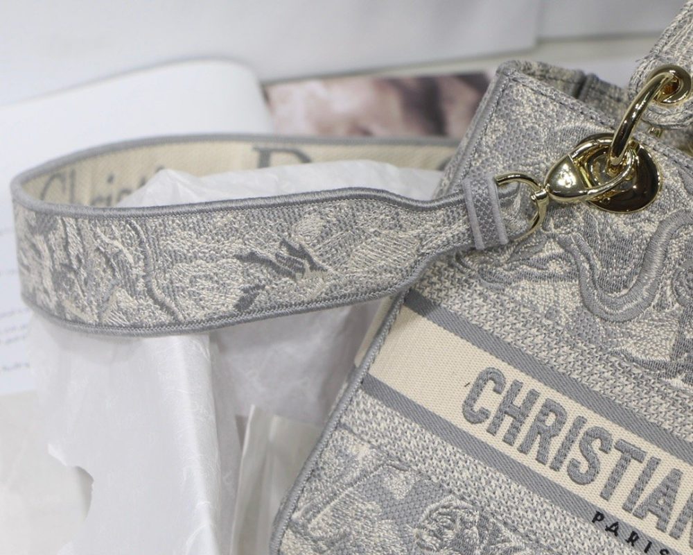 1:1 Replica Christian Dior Medium Lady D-Lite Bag Grey, For Women, Women’s Handbags 24cm/9.5in CD - Image 12