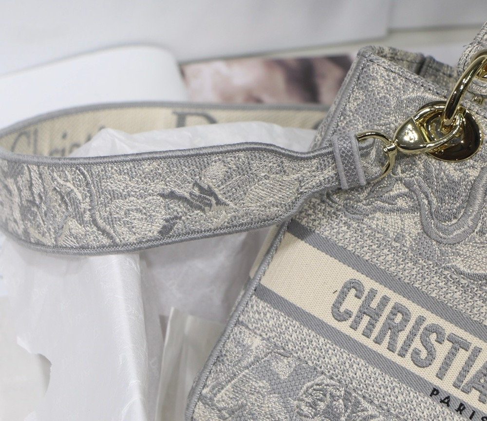 1:1 Replica Christian Dior Medium Lady D-Lite Bag Grey, For Women, Women’s Handbags 24cm/9.5in CD