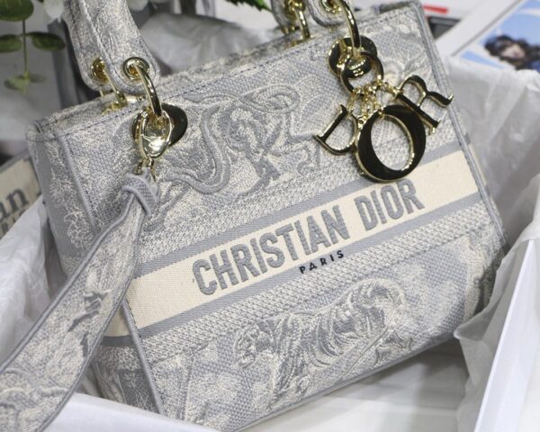 1:1 Replica Christian Dior Medium Lady D-Lite Bag Grey, For Women, Women’s Handbags 24cm/9.5in CD