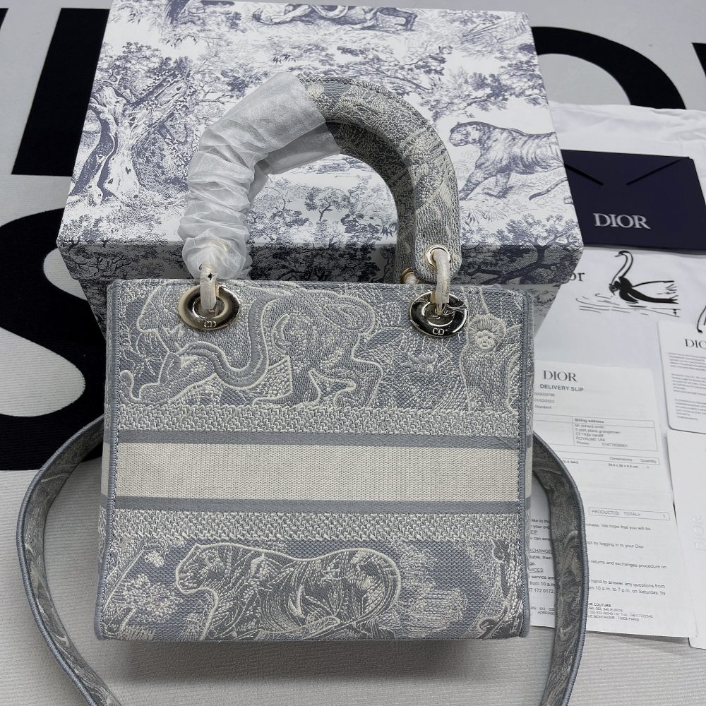 1:1 Replica Christian Dior Medium Lady D-Lite Bag Grey, For Women, Women’s Handbags 24cm/9.5in CD - Image 8