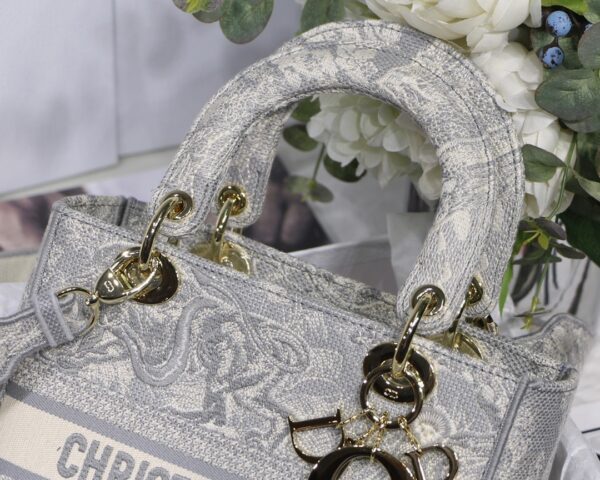 1:1 Replica Christian Dior Medium Lady D-Lite Bag Grey, For Women, Women’s Handbags 24cm/9.5in CD