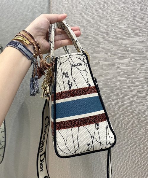 1:1 Replica Christian Dior Medium Lady D-Lite Bag Latte Multicolor Dior Constellation Embroidery, Latte, For Women Women's Handbags, Crossbody Bags, 24cm CD M0565ORHP_M941