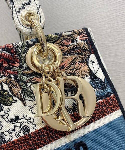 1:1 Replica Christian Dior Medium Lady D-Lite Bag Latte Multicolor Dior Constellation Embroidery, Latte, For Women Women's Handbags, Crossbody Bags, 24cm CD M0565ORHP_M941