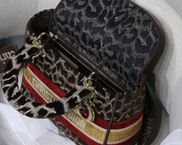 1:1 Replica Christian Dior Medium Lady D-Lite Bag, Leopard Brown, For Women Women's Handbags, Crossbody Bags, 24cm CD