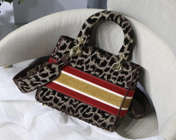 1:1 Replica Christian Dior Medium Lady D-Lite Bag, Leopard Brown, For Women Women's Handbags, Crossbody Bags, 24cm CD