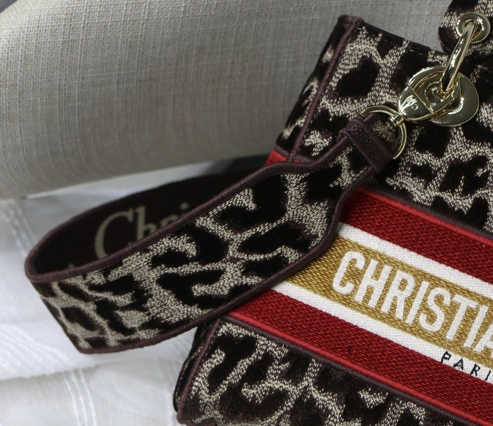 1:1 Replica Christian Dior Medium Lady D-Lite Bag, Leopard Brown, For Women Women's Handbags, Crossbody Bags, 24cm CD