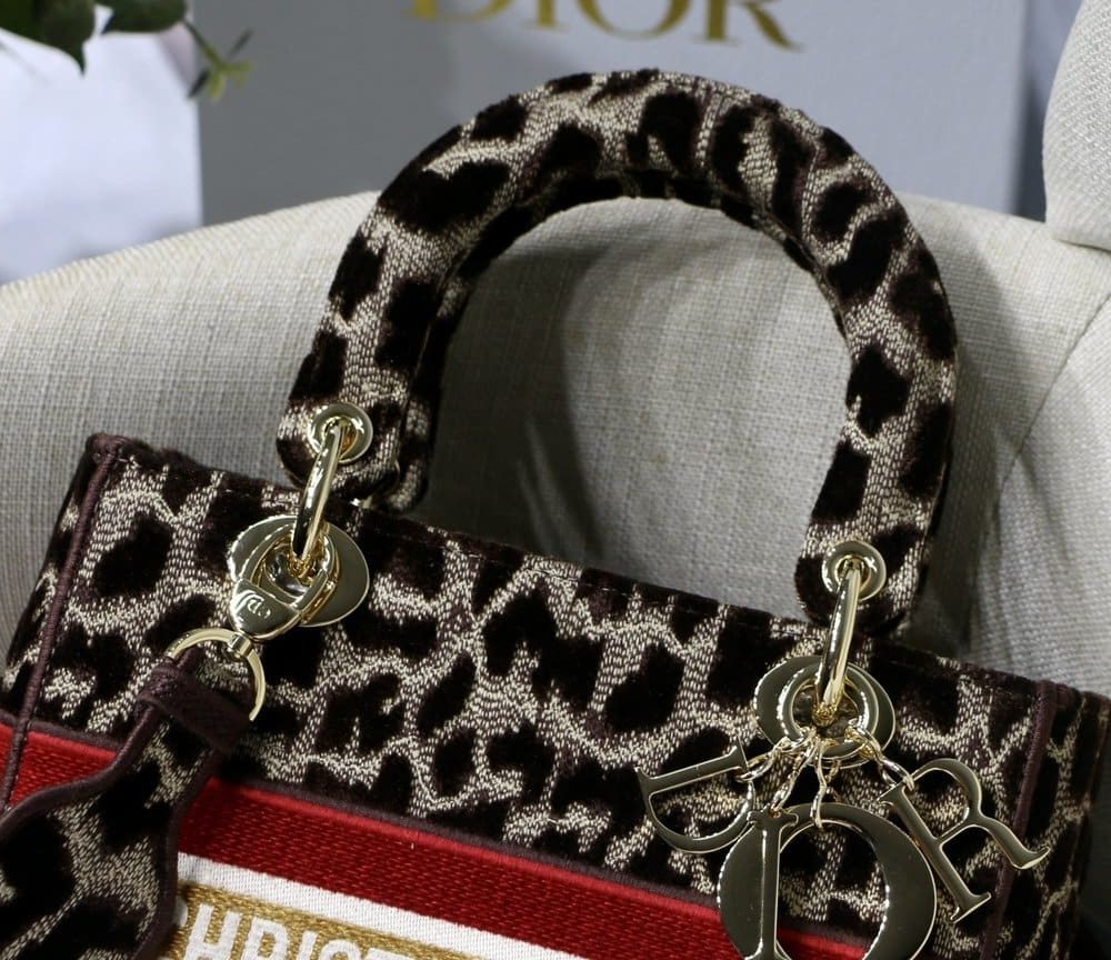 1:1 Replica Christian Dior Medium Lady D-Lite Bag, Leopard Brown, For Women Women's Handbags, Crossbody Bags, 24cm CD
