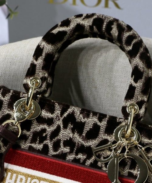 1:1 Replica Christian Dior Medium Lady D-Lite Bag, Leopard Brown, For Women Women's Handbags, Crossbody Bags, 24cm CD
