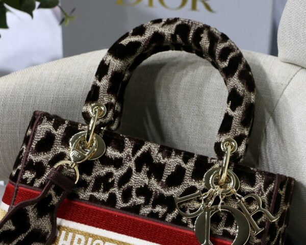 1:1 Replica Christian Dior Medium Lady D-Lite Bag, Leopard Brown, For Women Women's Handbags, Crossbody Bags, 24cm CD