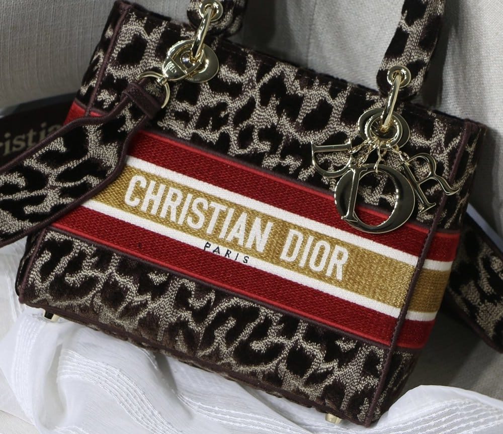 1:1 Replica Christian Dior Medium Lady D-Lite Bag, Leopard Brown, For Women Women's Handbags, Crossbody Bags, 24cm CD
