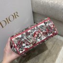 1:1 Replica Christian Dior Medium Lady D-Lite Bag Multicolor Butterfly Embroidery, Red/Latte, For Women Women's Handbags, 24cm CD M0565ORHQ_M884