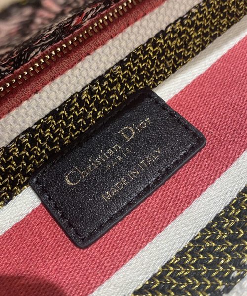 1:1 Replica Christian Dior Medium Lady D-Lite Bag Multicolor Cupidon Embroidery, Red/Latte, For Women Women's Handbags, 24cm CD M0565OTQG_M941