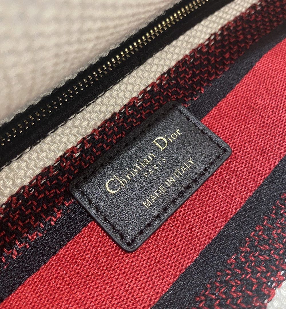 1:1 Replica Christian Dior Medium Lady D-Lite Bag Multicolor Cupidon Embroidery, Red/Latte, For Women Women's Handbags, 24cm CD M0565OTQG_M941