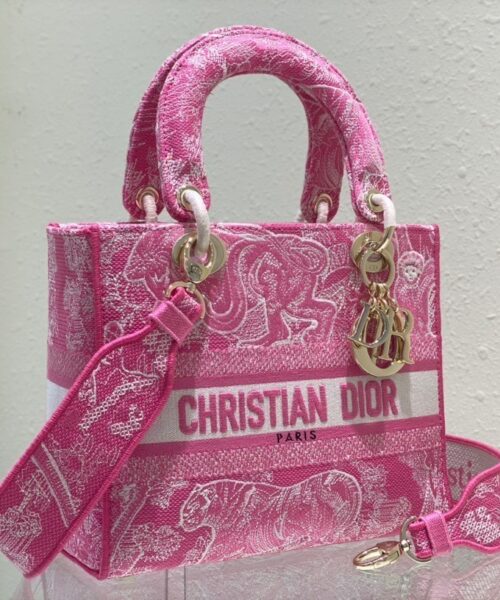 1:1 Replica Christian Dior Medium Lady D-Lite Bag Pink, For Women, Women’s Handbags 24cm/9.5in CD M0565OROC_M956