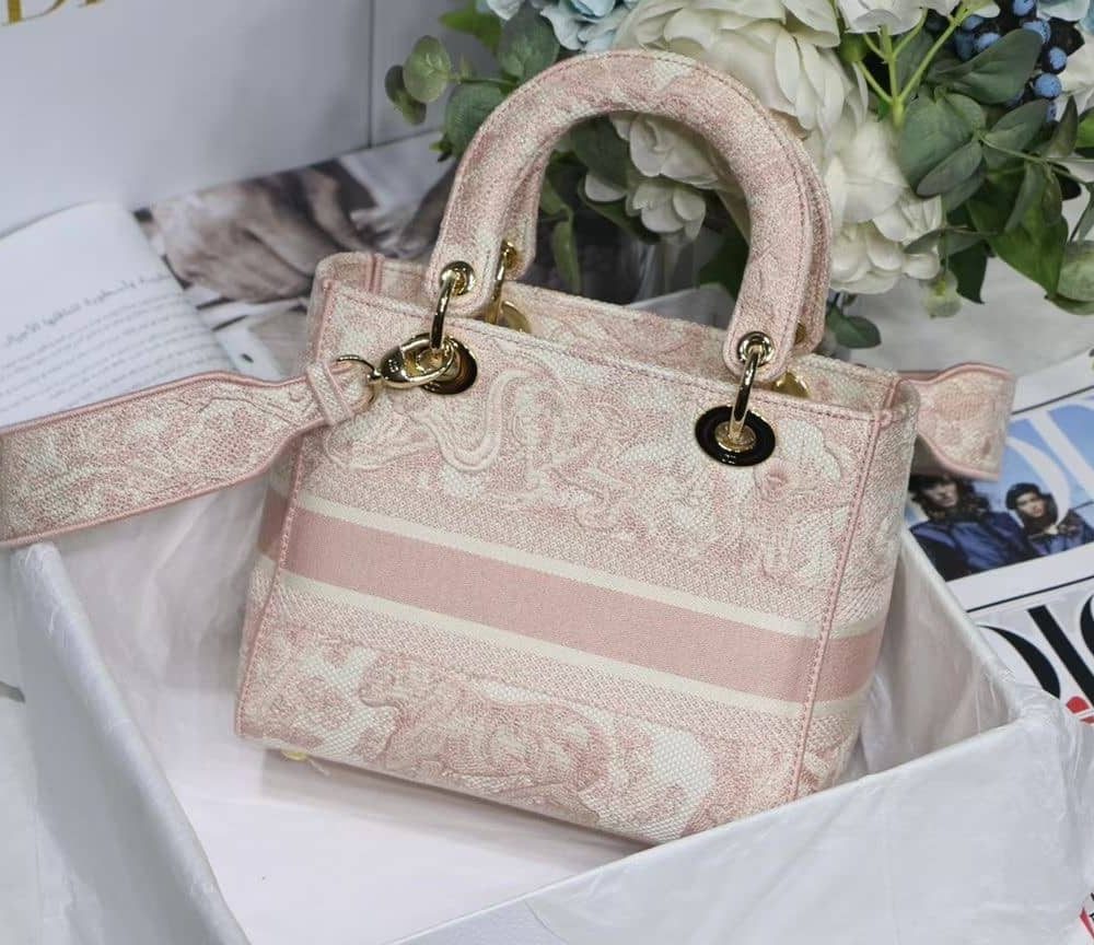 1:1 Replica Christian Dior Medium Lady D-Lite Bag Pink, For Women, Women’s Handbags 24cm/9.5in CD M0565OTDT_M912