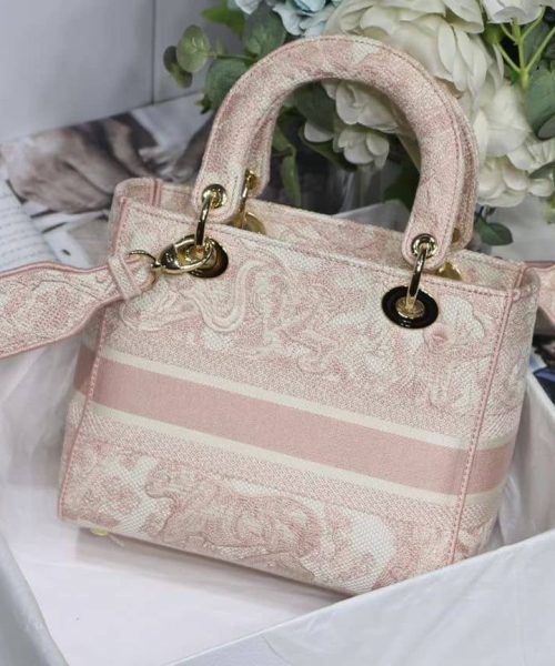 1:1 Replica Christian Dior Medium Lady D-Lite Bag Pink, For Women, Women’s Handbags 24cm/9.5in CD M0565OTDT_M912