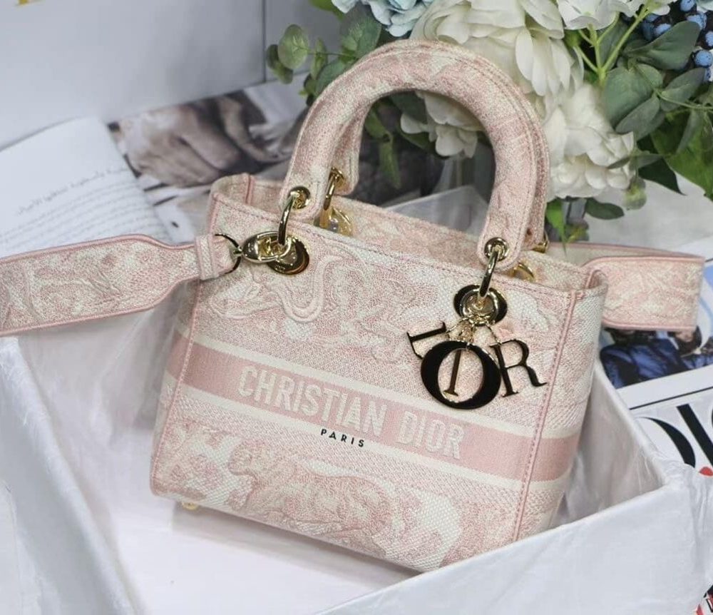 1:1 Replica Christian Dior Medium Lady D-Lite Bag Pink, For Women, Women’s Handbags 24cm/9.5in CD M0565OTDT_M912