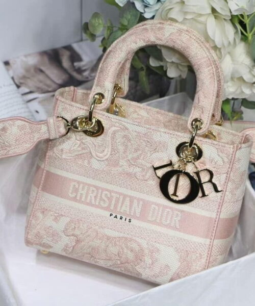 1:1 Replica Christian Dior Medium Lady D-Lite Bag Pink, For Women, Women’s Handbags 24cm/9.5in CD M0565OTDT_M912