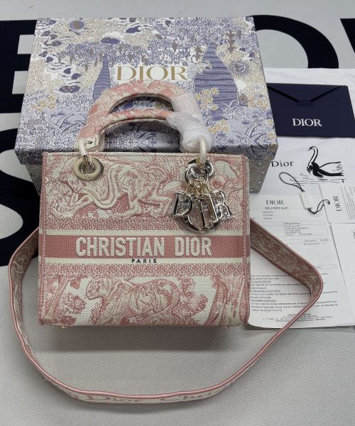 1:1 Replica Christian Dior Medium Lady D-Lite Bag Pink, For Women, Women’s Handbags 24cm/9.5in CD M0565OTDT_M912