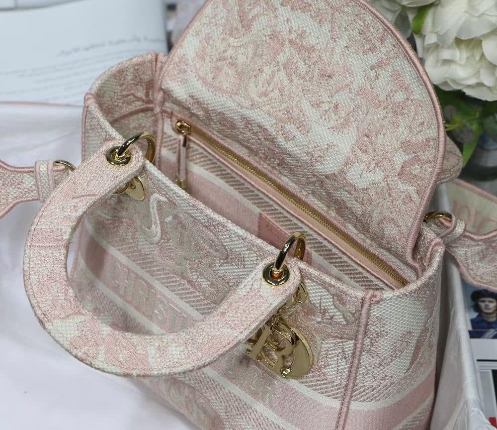 1:1 Replica Christian Dior Medium Lady D-Lite Bag Pink, For Women, Women’s Handbags 24cm/9.5in CD M0565OTDT_M912
