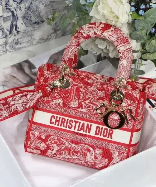 1:1 Replica Christian Dior Medium Lady D-Lite Bag Red, For Women, Women’s Handbags 24cm/9.5in CD