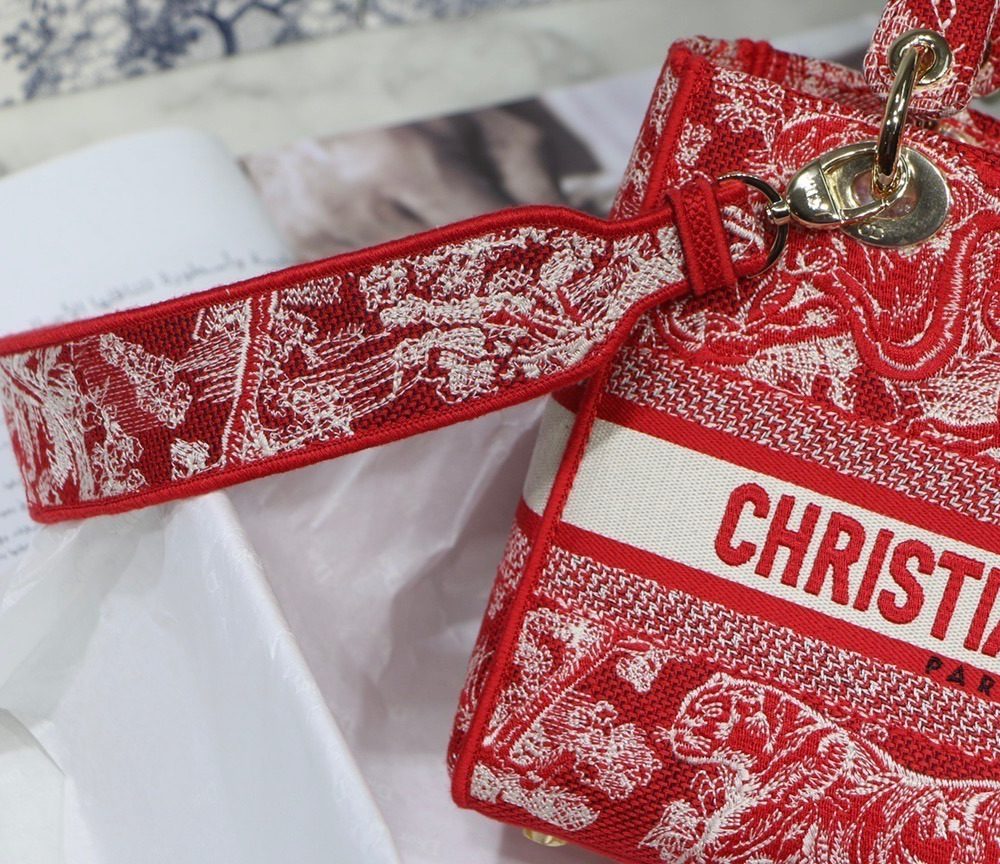 1:1 Replica Christian Dior Medium Lady D-Lite Bag Red, For Women, Women’s Handbags 24cm/9.5in CD