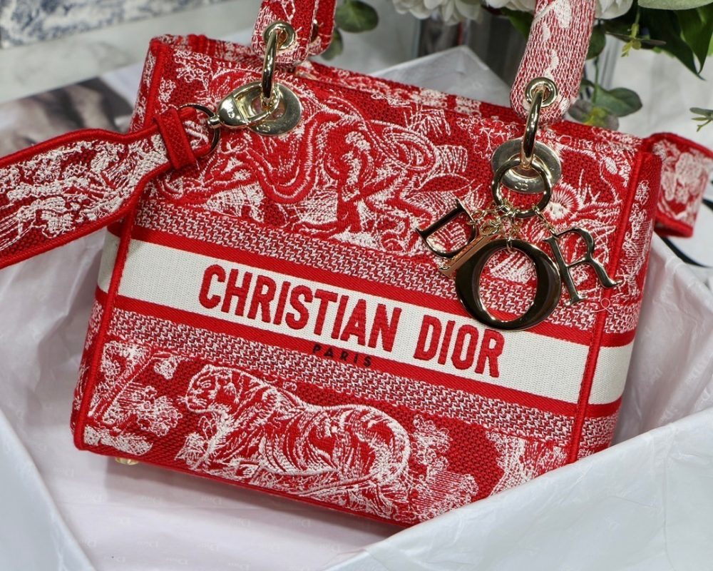 1:1 Replica Christian Dior Medium Lady D-Lite Bag Red, For Women, Women’s Handbags 24cm/9.5in CD - Image 9