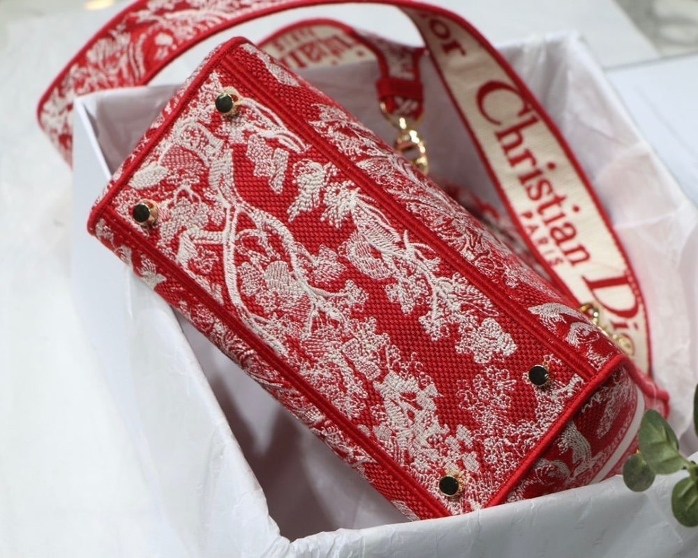 1:1 Replica Christian Dior Medium Lady D-Lite Bag Red, For Women, Women’s Handbags 24cm/9.5in CD - Image 8
