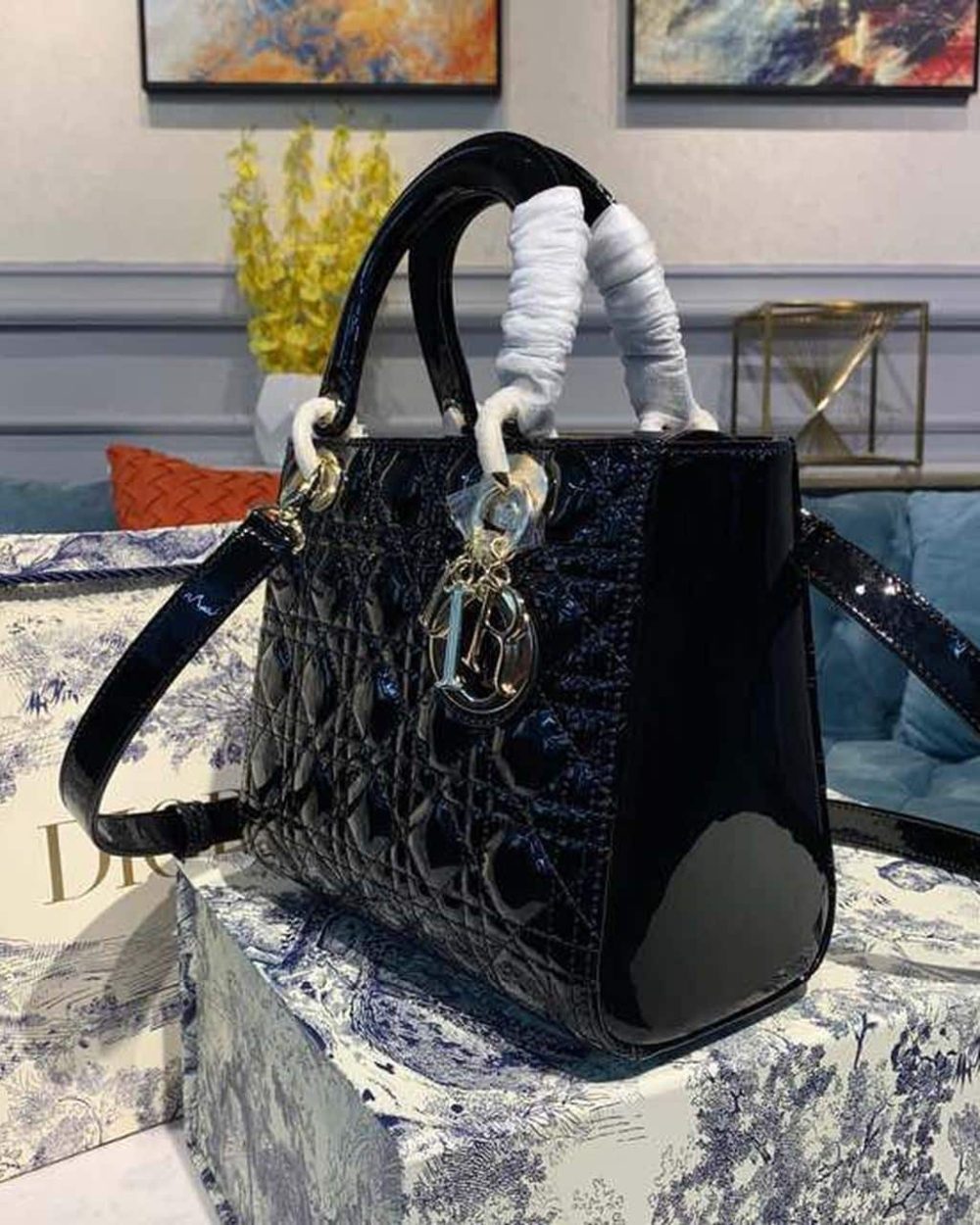 1:1 Replica Christian Dior Medium Lady Dior Bag Black Cannage For Women 9.5in/24cm CD M0565ONGE_M900